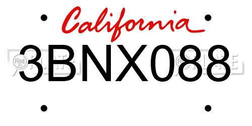 3BNX088 California License Plate