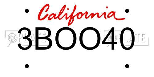 3BOO40 California License Plate
