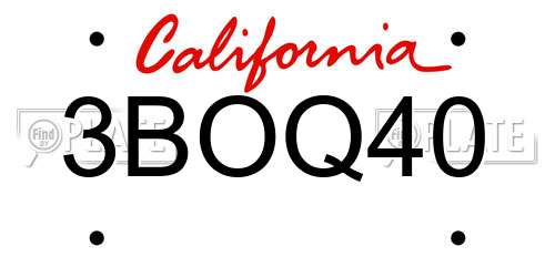 3BOQ40 California License Plate