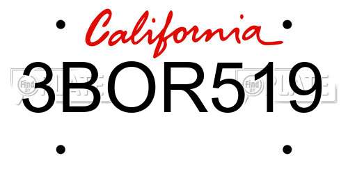 3BOR519 California License Plate