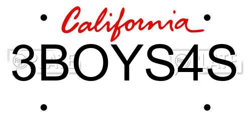 3BOYS4S California License Plate