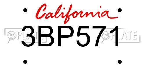 3BP571 California License Plate