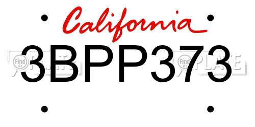 3BPP373 California License Plate