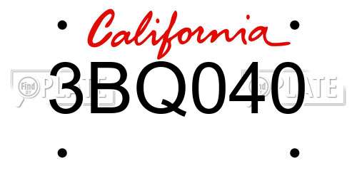 3BQ040 California License Plate