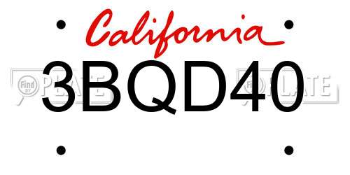 3BQD40 California License Plate