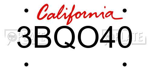3BQO40 California License Plate