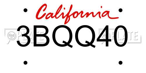 3BQQ40 California License Plate