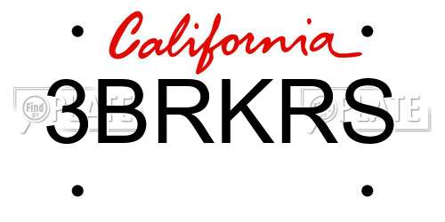 3BRKRS California License Plate