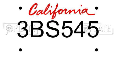 3BS545 California License Plate