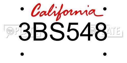 3BS548 California License Plate