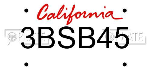 3BSB45 California License Plate