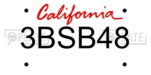 3BSB48 California License Plate