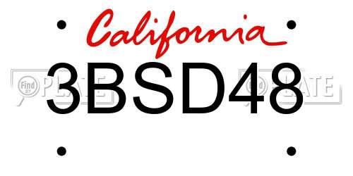 3BSD48 California License Plate
