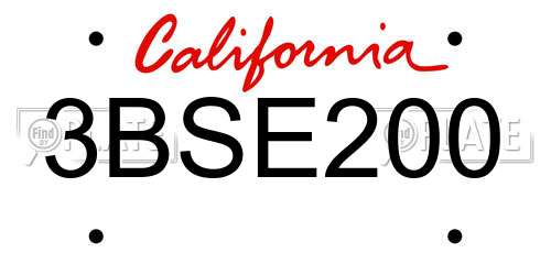 3BSE200 California License Plate