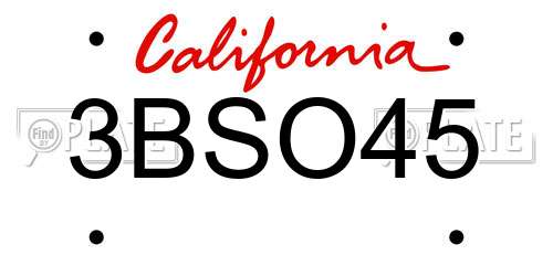 3BSO45 California License Plate