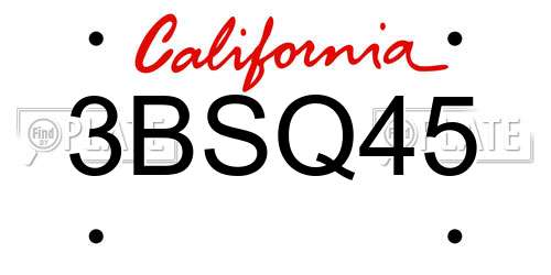 3BSQ45 California License Plate