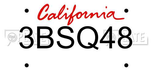 3BSQ48 California License Plate