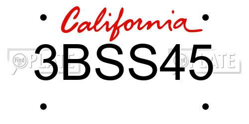 3BSS45 California License Plate