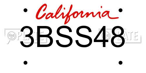 3BSS48 California License Plate