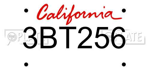 3BT256 California License Plate