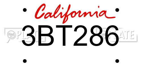 3BT286 California License Plate