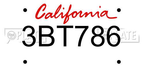 3BT786 California License Plate