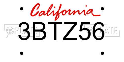 3BTZ56 California License Plate