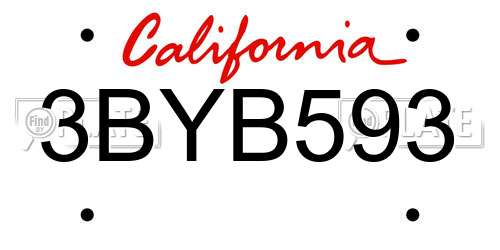3BYB593 California License Plate