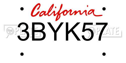 3BYK57 California License Plate