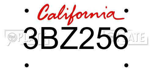 3BZ256 California License Plate