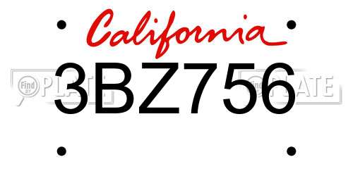 3BZ756 California License Plate
