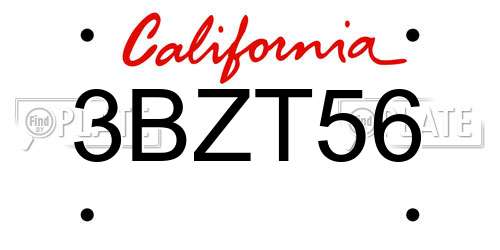 3BZT56 California License Plate