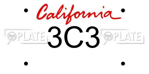 3C3 California License Plate