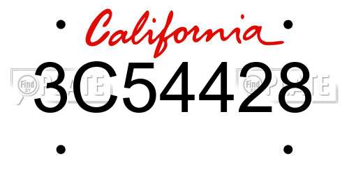 3C54428 California License Plate