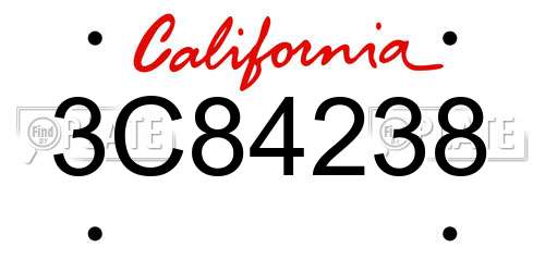 3C84238 California License Plate