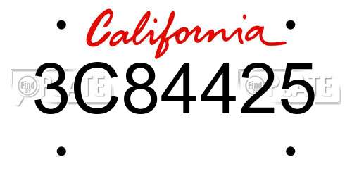 3C84425 California License Plate