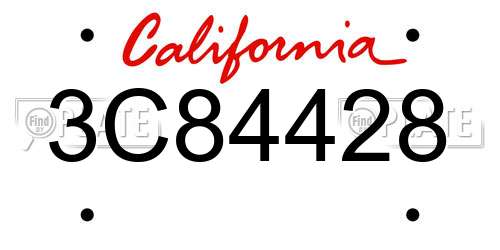 3C84428 California License Plate