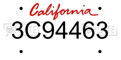 3C94463 California License Plate