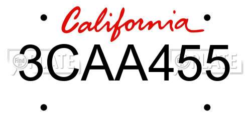 3CAA455 California License Plate