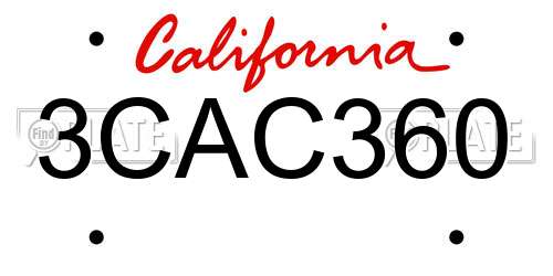 3CAC360 California License Plate