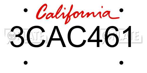 3CAC461 California License Plate