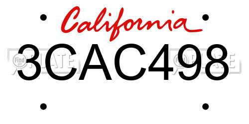 3CAC498 California License Plate