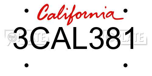 3CAL381 California License Plate