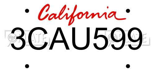 3CAU599 California License Plate