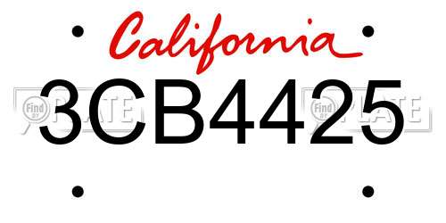3CB4425 California License Plate