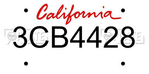 3CB4428 California License Plate