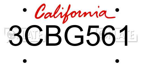 3CBG561 California License Plate