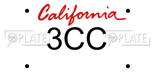 3CC California License Plate