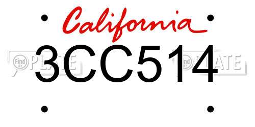 3CC514 California License Plate