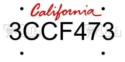 3CCF473 California License Plate
